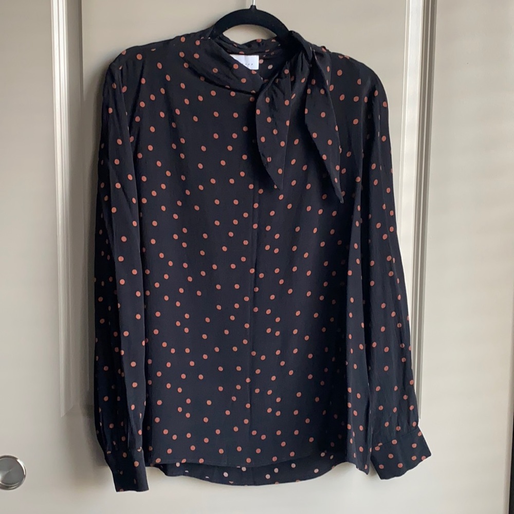 Topshop Neck-Tie Polka Dot Blouse - Picture 1 of 4